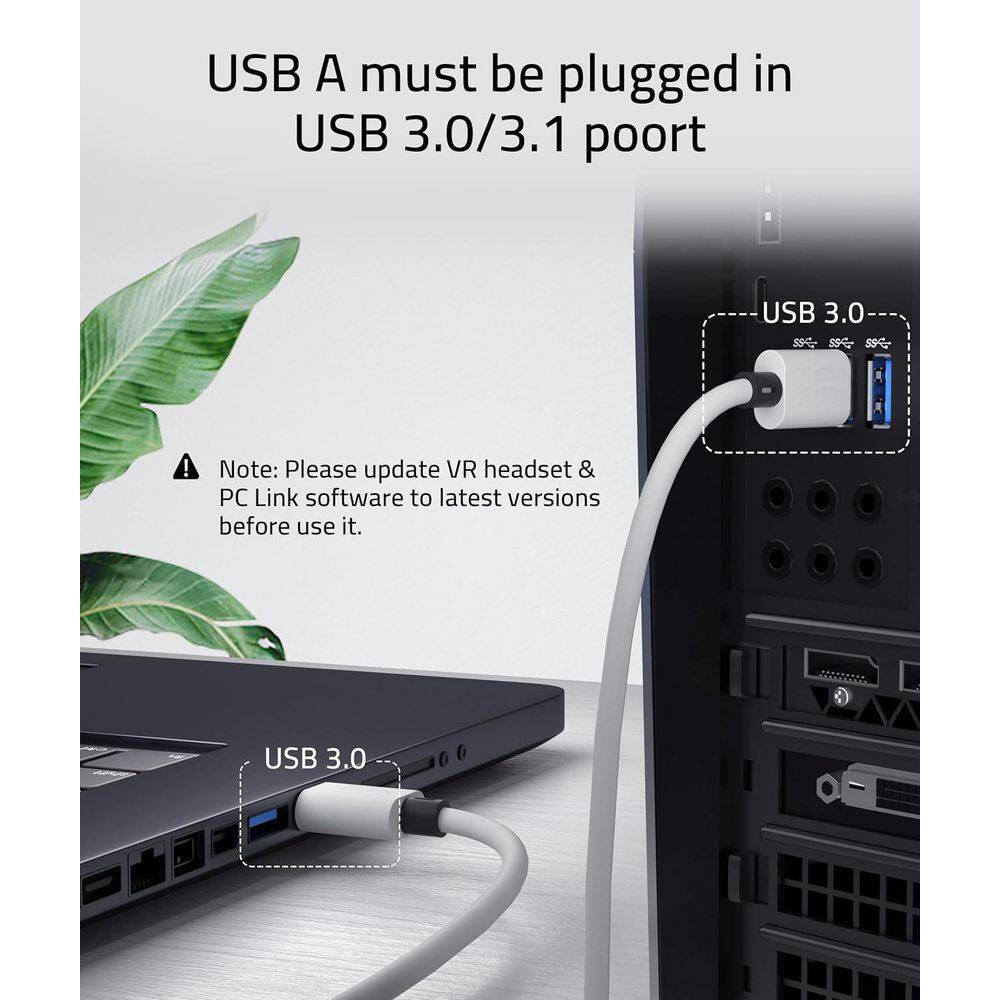 16FT USB 3.0 to USB C Cable for VR Headset High-Speed Data Transfer Compatible with PCVR Oculus Quest 3/3S/2/Pro/Pico 4
