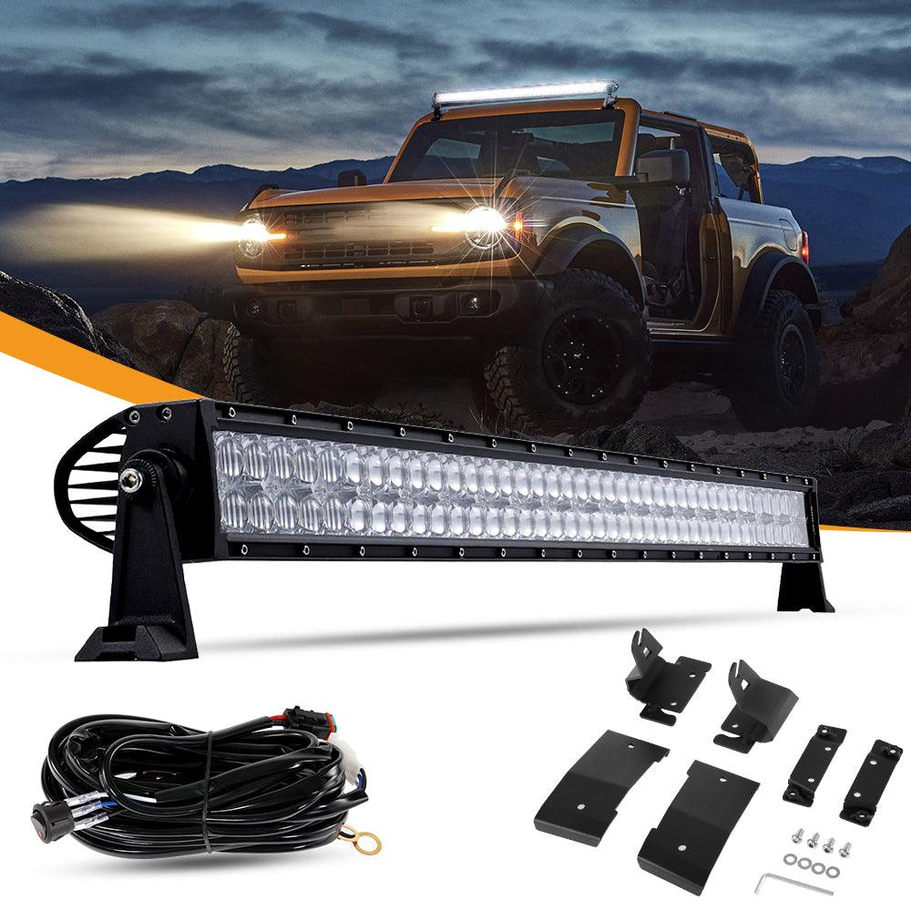 42 Inch 5D Series Straight LED Light Bar & Car Roof Windshield LED Light Bar Mounting Bracket For Bronco 2/4 Door 2021 2022