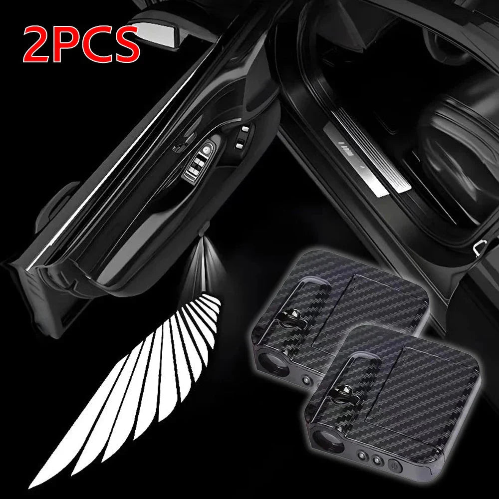 2Pcs Car Angel Wings Welcome Lamp - LED Door Light for Universal Vehicle Models