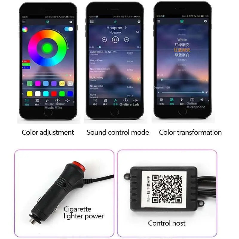 Purple Interior Car LED Light Strip Cigarette Lighter